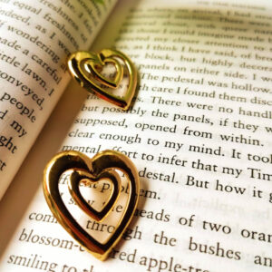 Golden double heart stud earrings for women