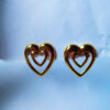 Golden heart stud earrings for women jewelry