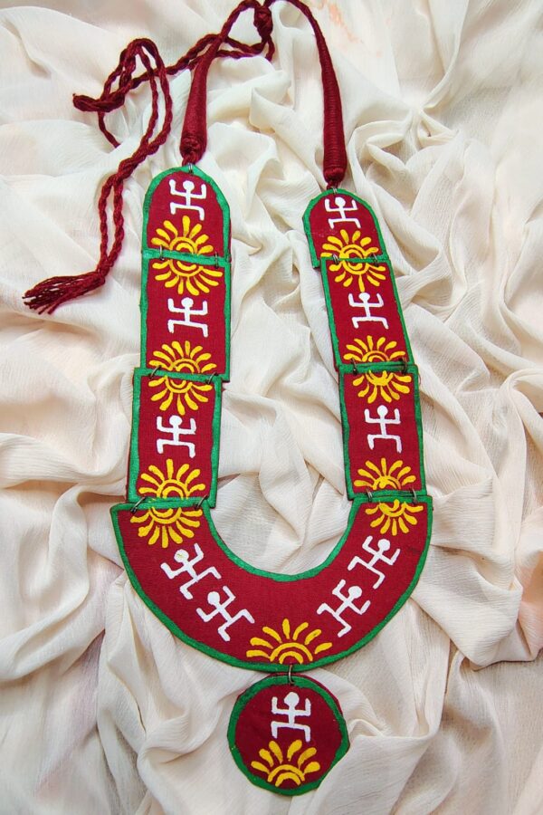 Fabric handmade necklace with ethnic design