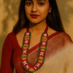 Girl wearing fabric handmade necklace with ethnic outfit