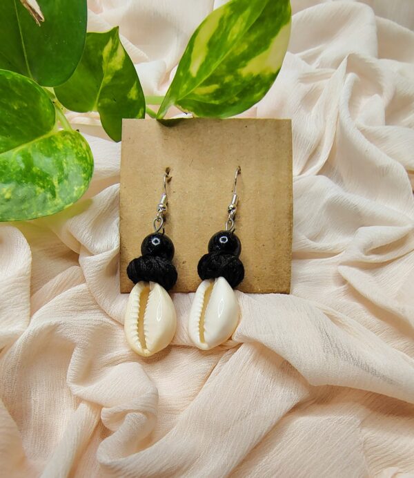 Handmade fabric jewellery design cowrie shell earrings for women