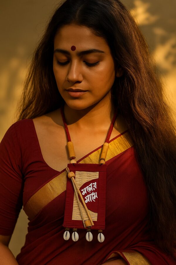 Woman wearing handmade jewellery design