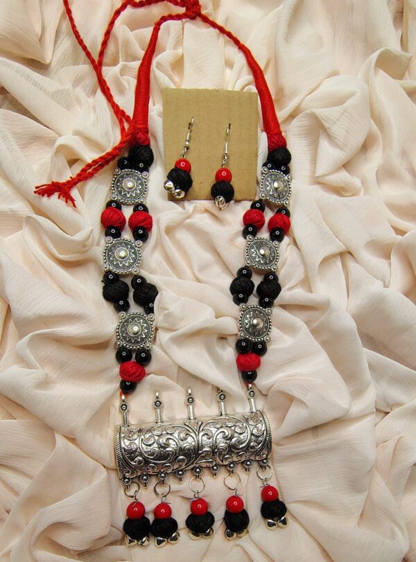 Handmade jewellery ideas ethnic silver pendant necklace set