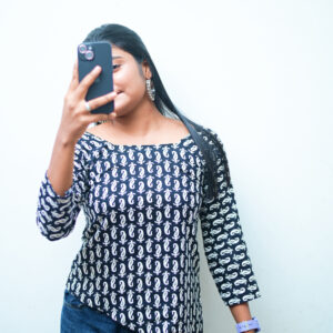 Ladies short kurti cotton printed design for desi fit look