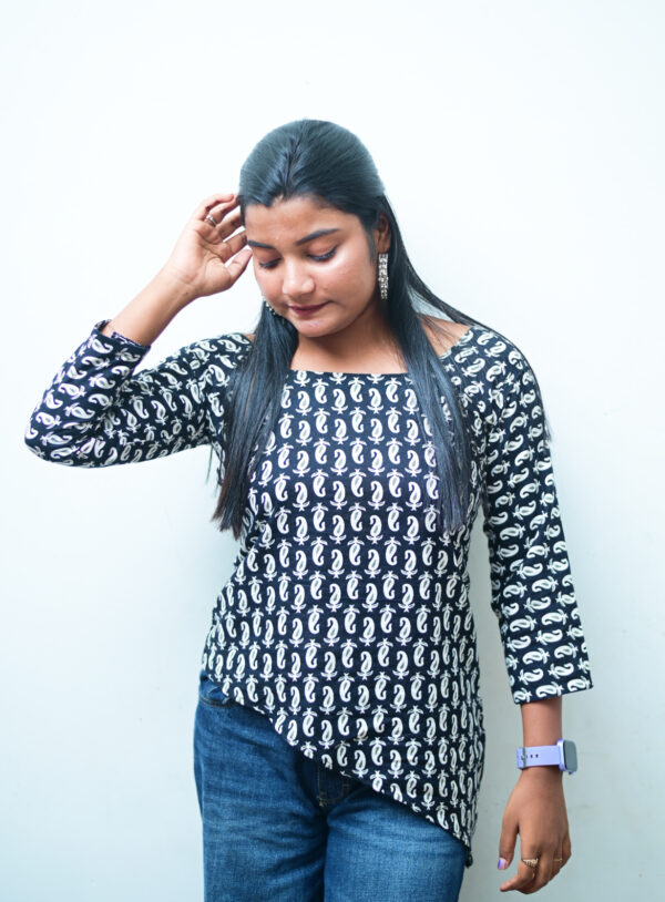 Ladies short kurti stylish asymmetric cut for desi fit look