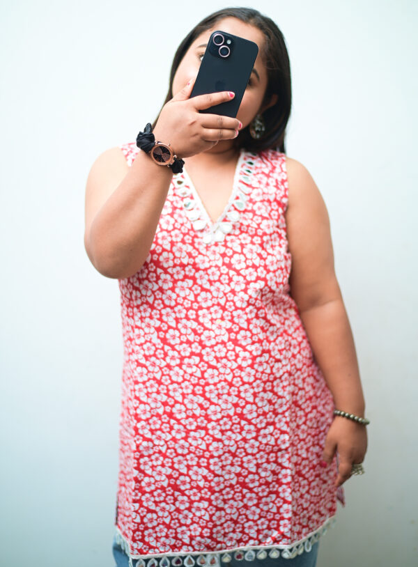 Gulabo cotton simple short kurti for women – floral ethnic design