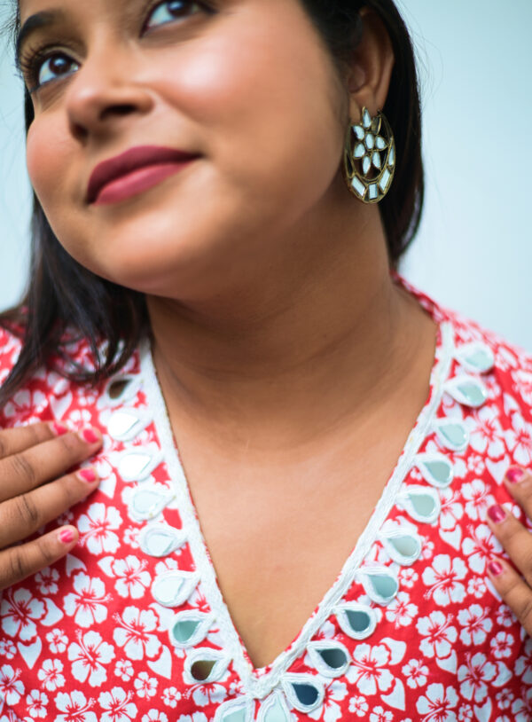 Stylish short kurti for women – cotton ethnic floral design