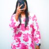 printed short kurti with pink floral design