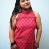 Red colour short kurti Gulnaar sleeveless halter neck kurti for desi fit look