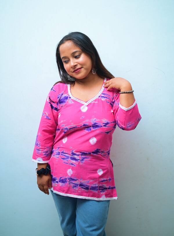 elegant short kurta for women with back knot