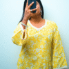 yellow floral short kurti for women