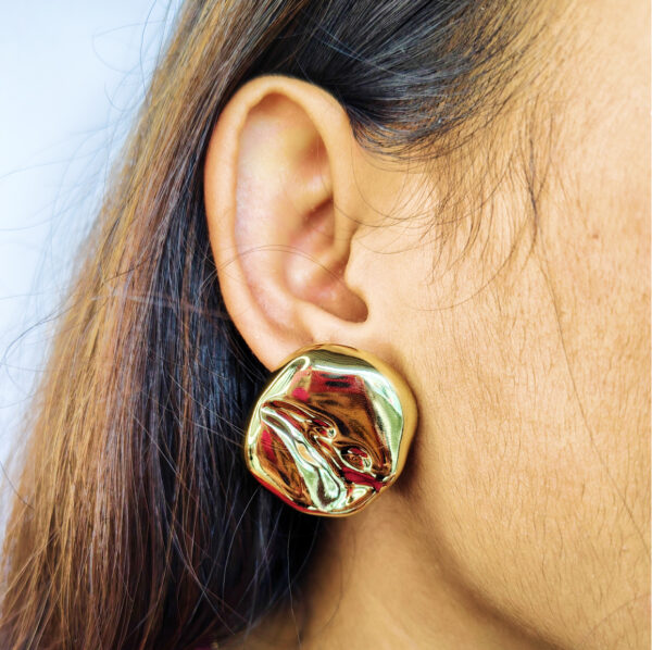 Gold-Plated Pebble Stud Earrings | Anti Tarnish Jewelry